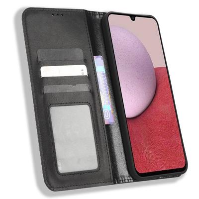 For Samsung Galaxy A24 4G (162.1 X 77.6 X 8.3mm) PU Leather Smartphone Case Vintage Stand Wallet Anti-drop Phone Cover