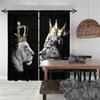 2Pcs Royal Lion Curtains Black White Gold Crown Animal Pattern Living Room Bedroom Study Sunshade Modern Art Decor Curtains
