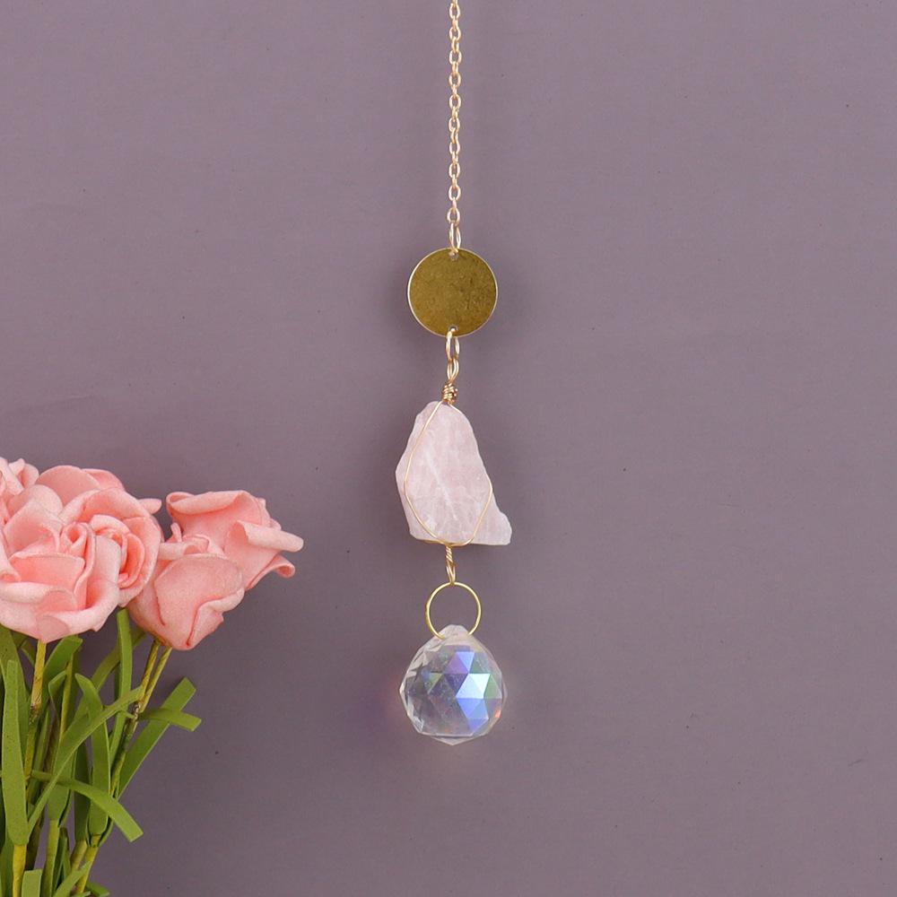 Crystal Raw Stone Sun Catcher Pendant: Home Decor Hanging Ornament T102