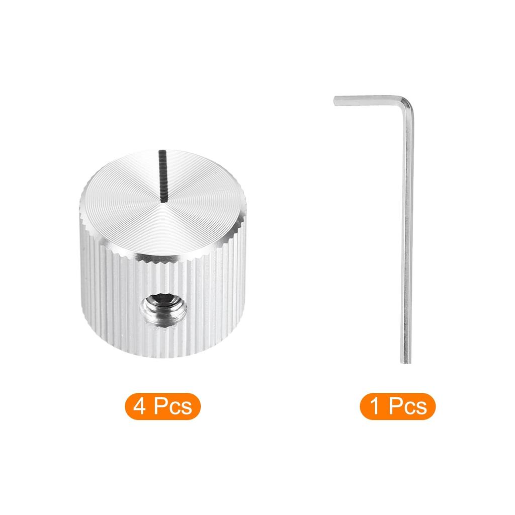 uxcell Aluminum Potentiometer Inner Diameter x Outer Diameter x Universal Control Knobs for Straight Line Silver 4-Pack Knobs, 1/4-inch (6mm) 5/8-inch