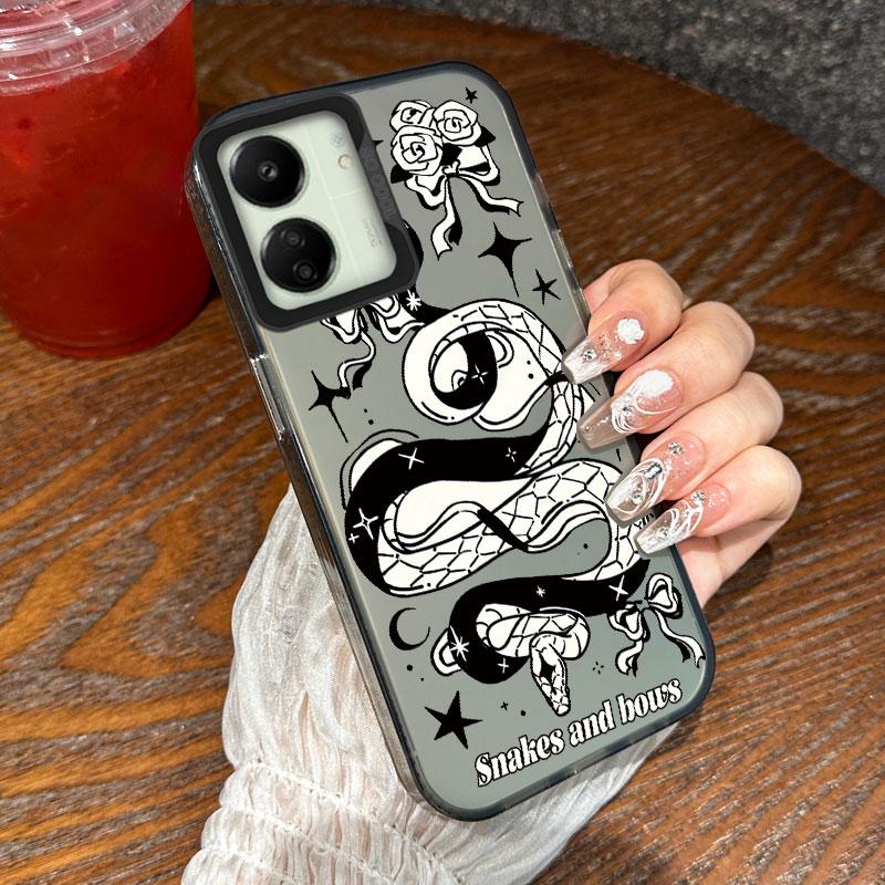 Phone Case For Xiaomi Redmi Note 14 Pro 13 12 11 10 12 13C 14C A5 A3 Shockproof Black Spider Element Animal Design Korean Cover