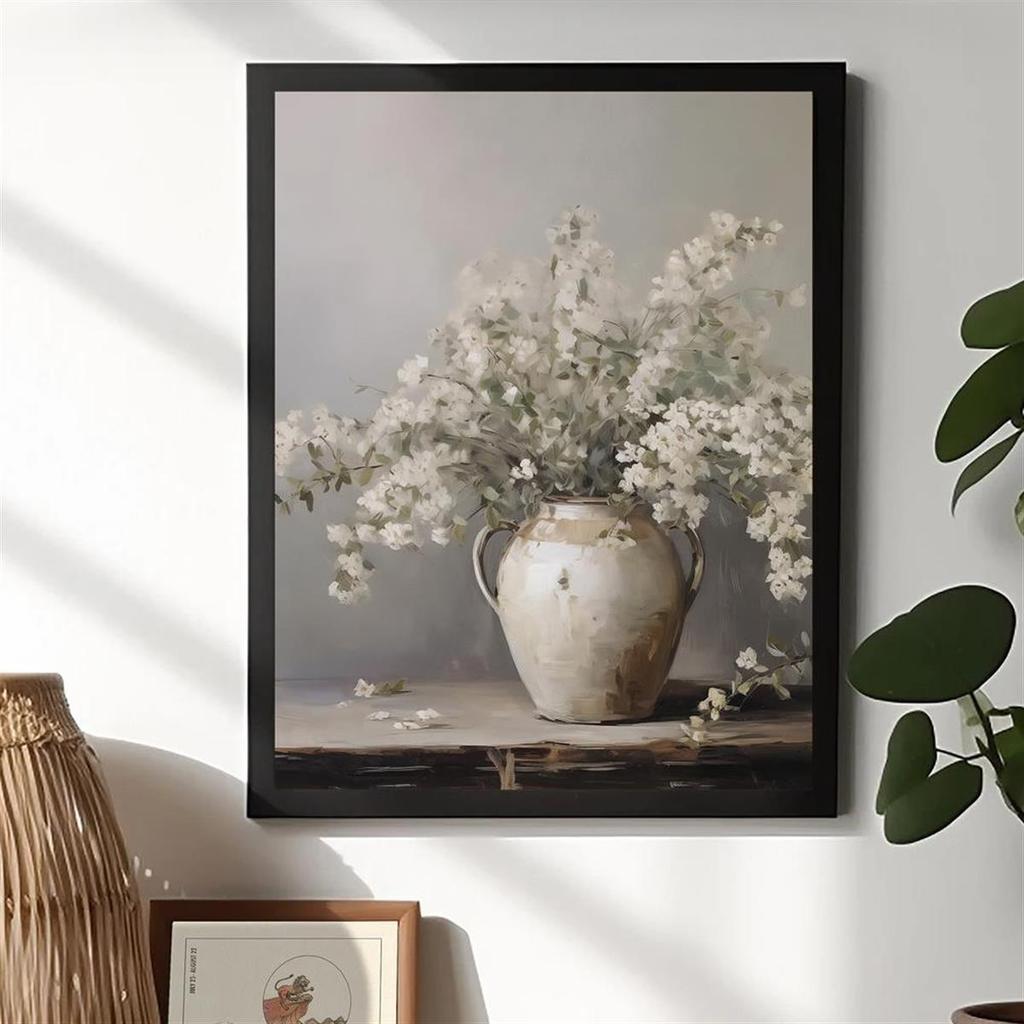 1 Stück Kreative Vase Blumenstrauß Leinwand Kunstdruck, Klassische Blumen Wandkunst und Naturstil Wanddeko für Kunst Wohndekor