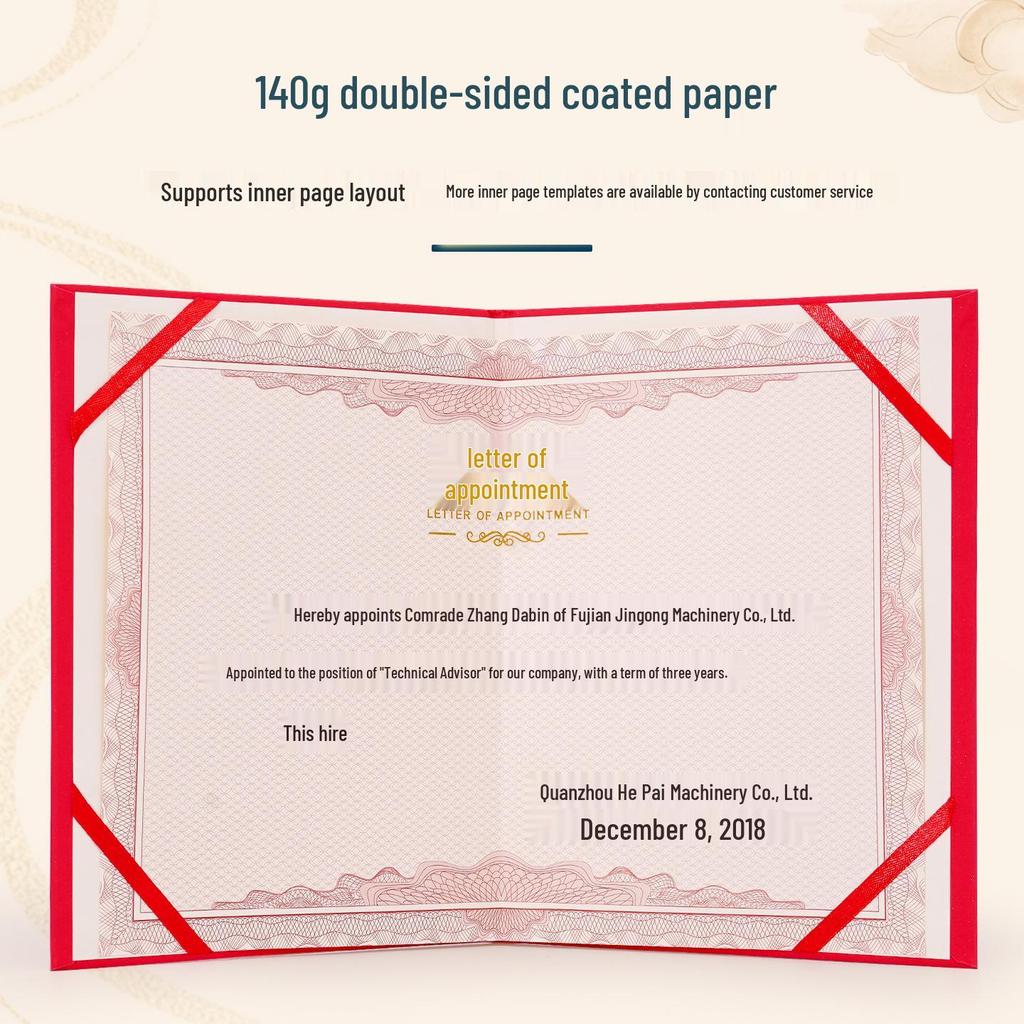 Pearlescent A4 Appointment Letter Cover with Hot Stamping and Protective 12K Inner Sleeve