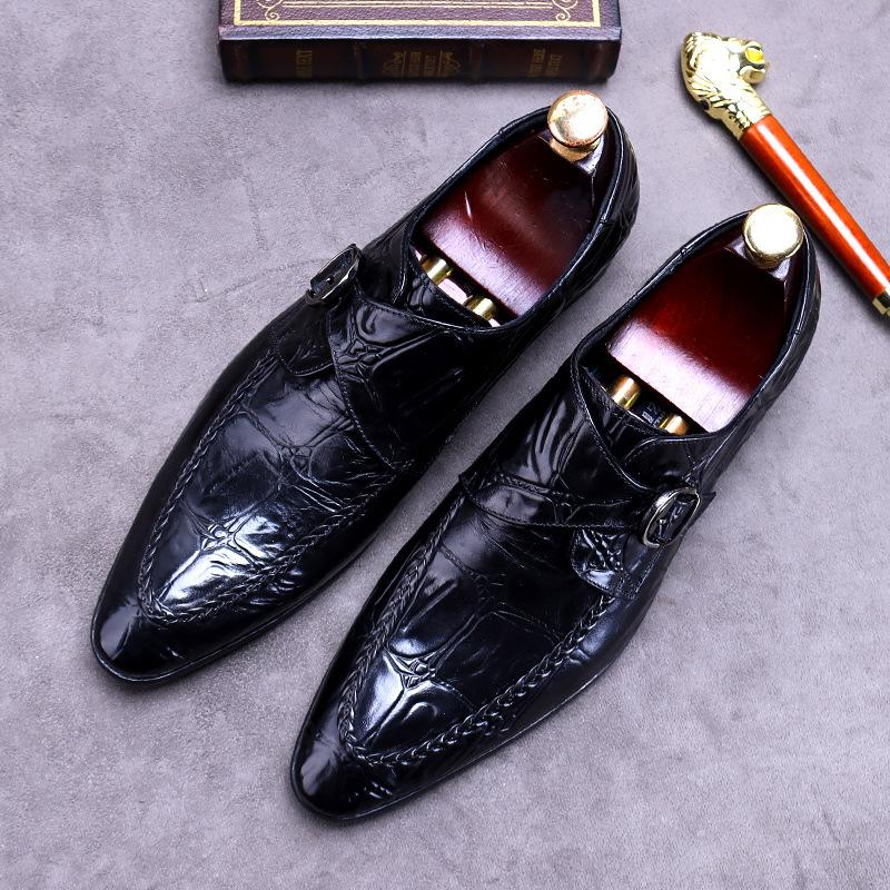Fashion Men's Shoes Men's Pointed Shoes Business Leather Brock Vintage Gentleman Cowhide Male Genuine Social Shoes