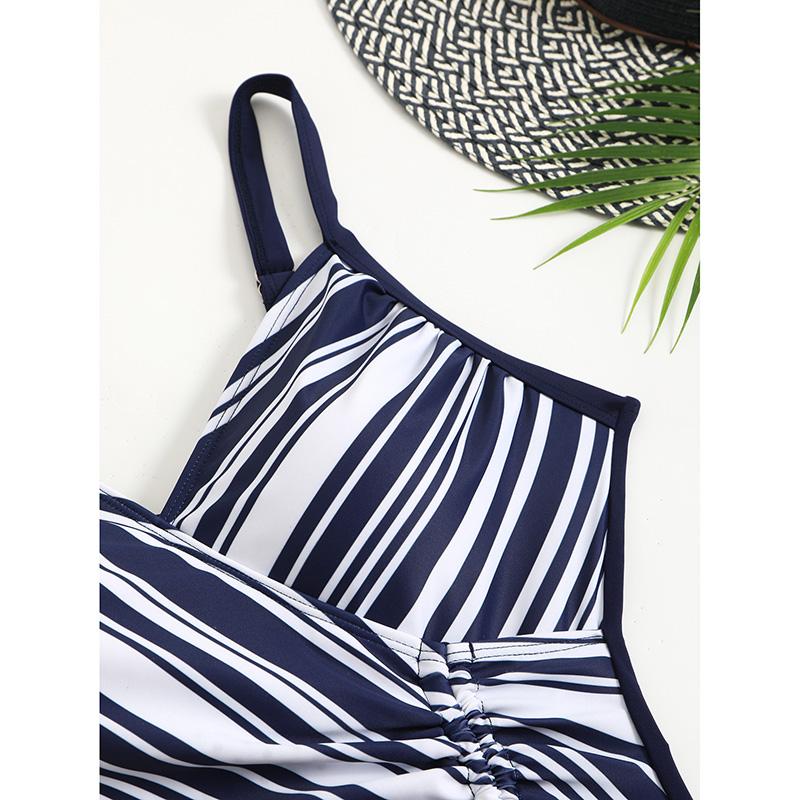 Fashion Solid Deep V Neck One Piece Swimsuit Women Hollow Out Pleate Swimwear Beach Strile Bathing Suit Bandage