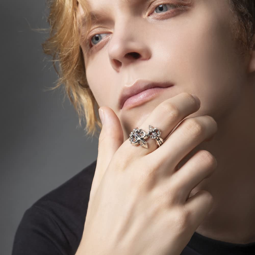 Artemis Classic Spear Fleur de Lys Silver Ring Silver Brand Silver Ring Ring, ACR0294, Men's Accessories, Jewelry,