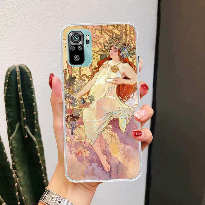 Alfons Mucha Primavera For Xiaomi Redmi Note 14 13 12 11 Pro Plus Phone Case 14S 12S 11S 11E 11T 10S 10 9S Fundas Cover Coque No