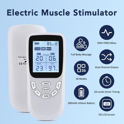 TENS EMS Electric Muscle Stimulator Rechargeable 36 Mode Digital Pluse Acupuncture Physiotherapy Machine Back Neck Body Massager