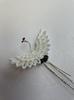 Lulu's Tsumami Zaiku Crane Hairpin - White - Large Size - Hair Ornament, Headpiece for Weddings, Coming-of-Age Ceremonies, Graduations, and