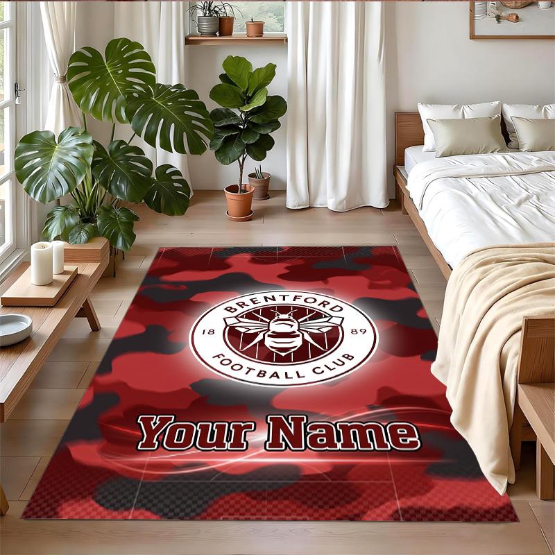 Crystal Velvet Rug Custom Name Text, Soft Non Slip Floor Mat Home DecorBrentford Football