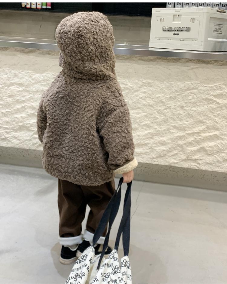 2025 Autumn/Winter Boys' Lambswool Quilted Fleece Coat for Small and Medium Sized Children