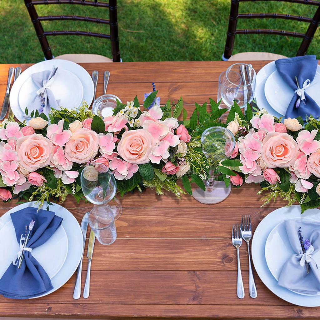 Artificial Garland 70x15cm Lifelike Silk Flower Vine for Wedding Dining Table Home Decor