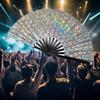 Laserfarben Hand Rave Fächer, Große Holographische Faltbare Disco Fächer Klack Heimdeko Für Club Party N7G5