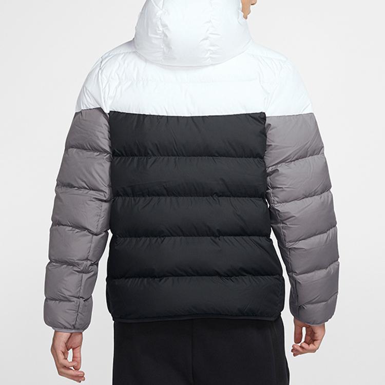 Nike NSW Down Fill Color-Block Casual Sport Hooded Jacket Men Outerwear Black White CU0226-100