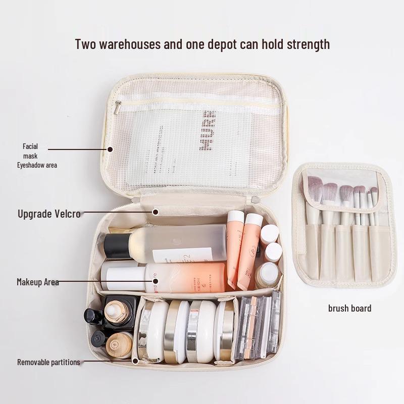 Partitioned High-Capacity Travel Makeup Bag, 1-Piece