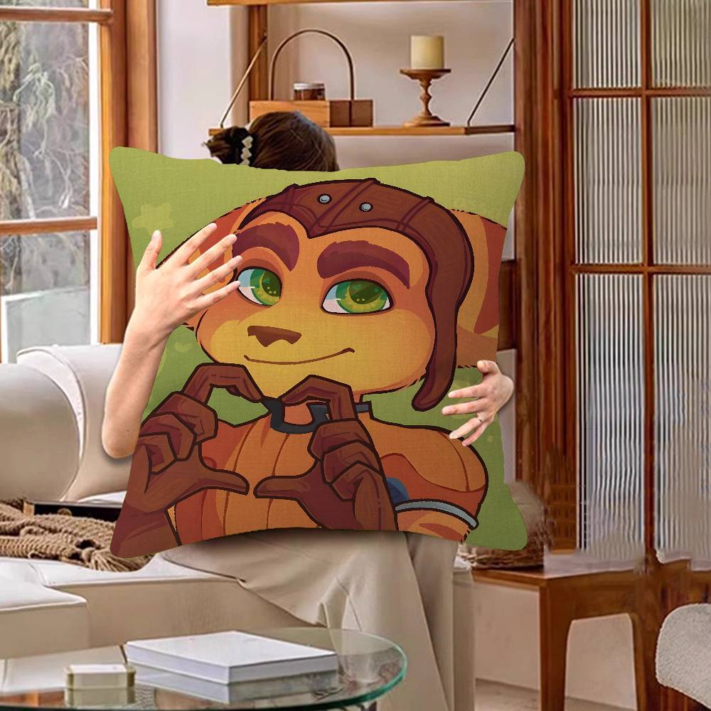 Cartoon R-Ratchet N C-Clank Maple Design Cushion Cover Happy Autumn Harvest Decor Holiday Decorati Pillow Cover