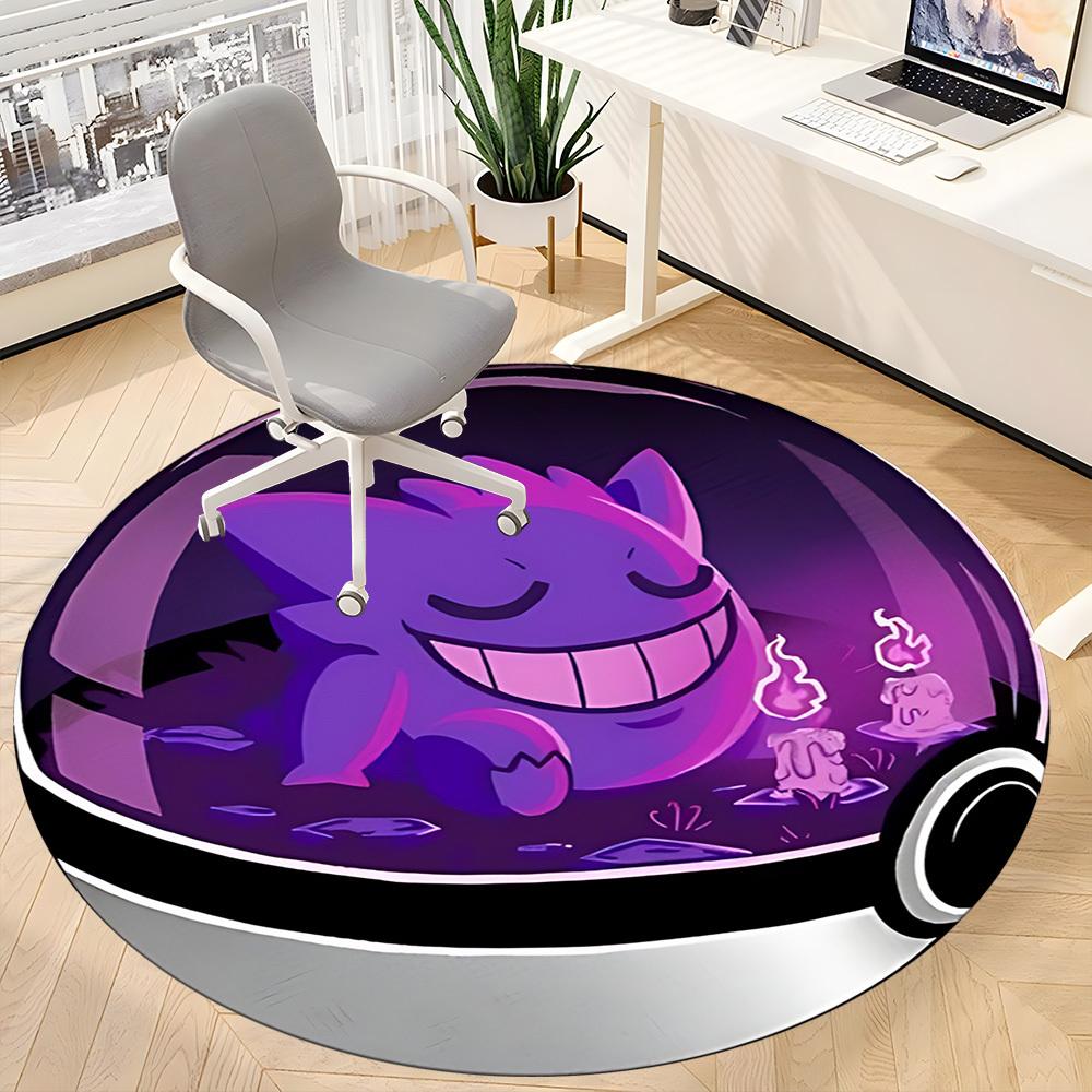 1pc Poke Ball Pokemon Ghostly Office Round Area Rug, Indoor Mat Suitable For Office, Under Office Chairs Bedroom Living Room Home Decor, Room Deco