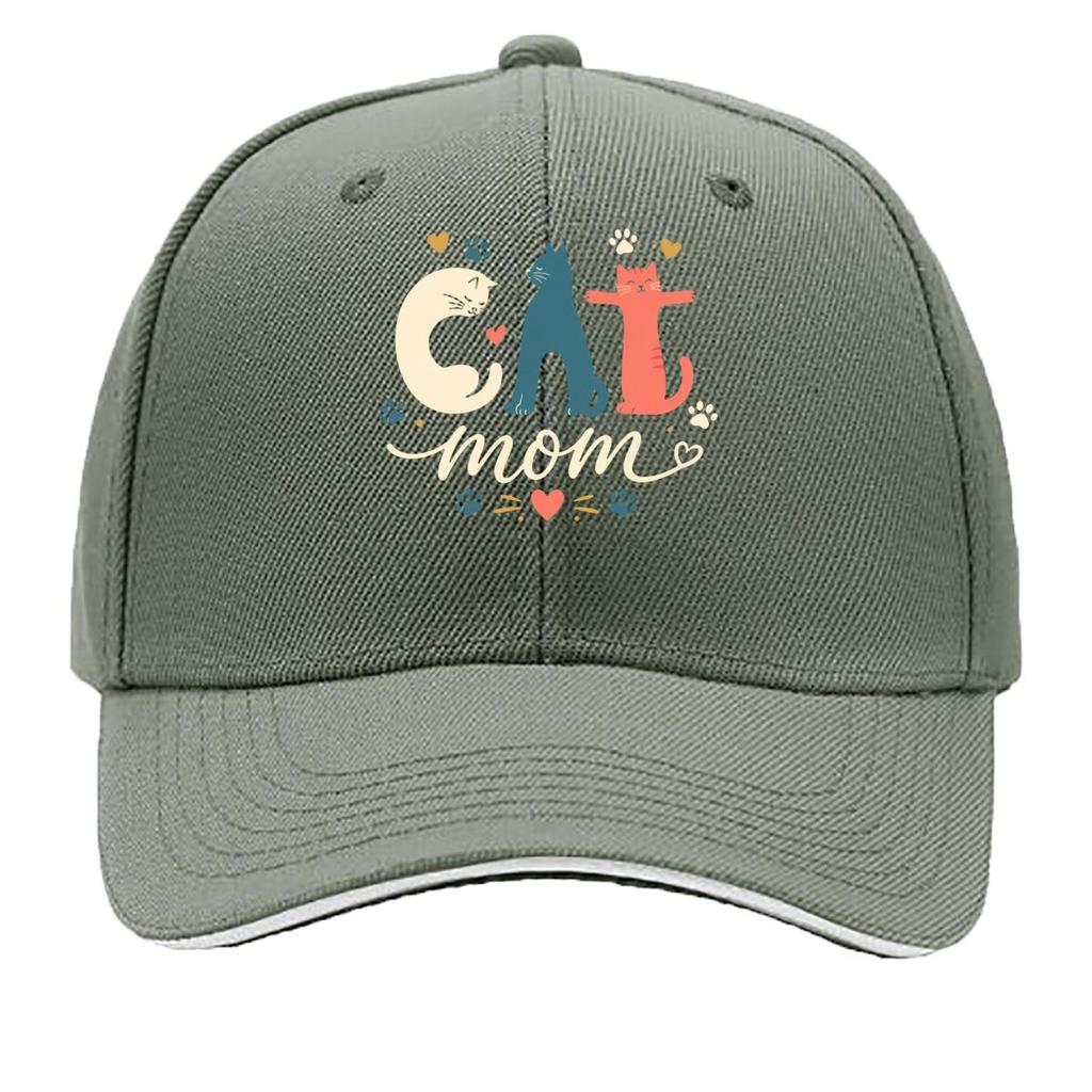 Playful Cat Mom Letter Silhouette Sandwich Baseball Cap Sun Cap Outdoor Workouts Hat