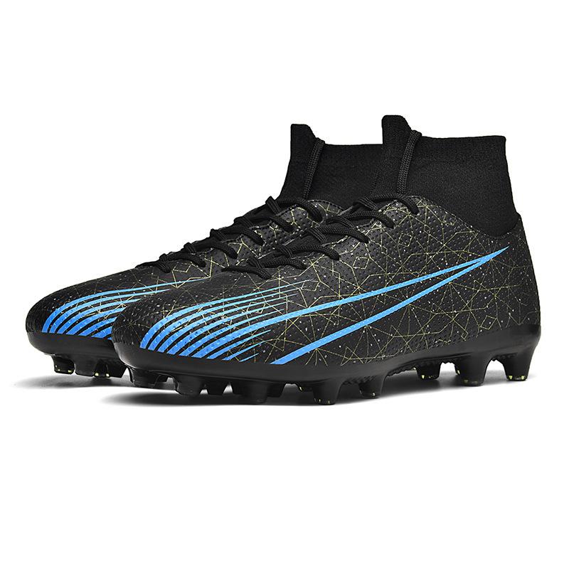 Football Shoes Men's and Women's High-top Broken Nails Student Adult Artificial Grass Ag Long Nails Non-slip Children's Sneakers Sports