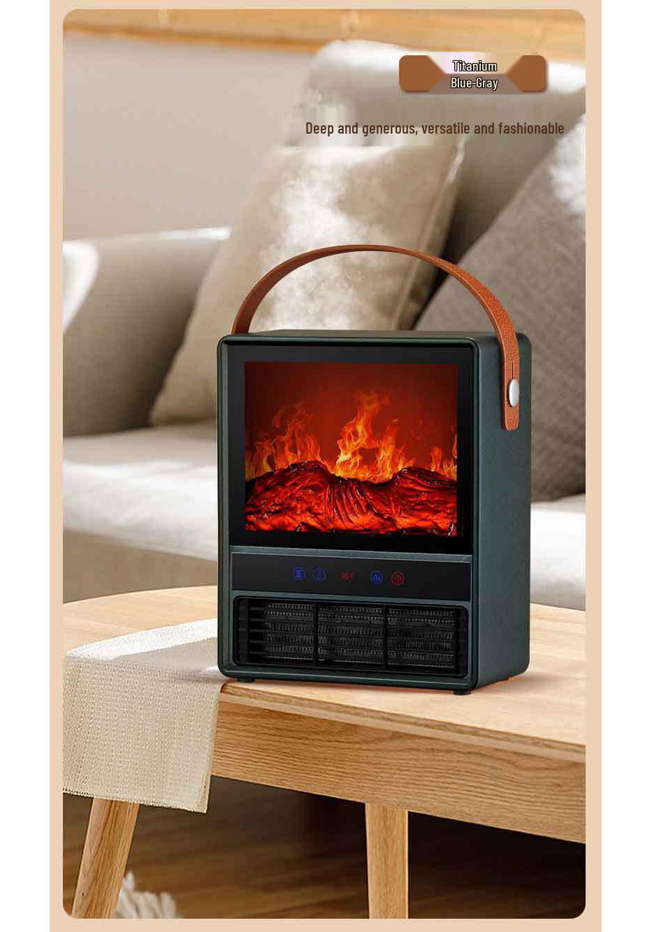 

Camel Electric Fireplace Heater - Energy-Saving Desktop Heater with Imitation Flame and Warm Air Blower