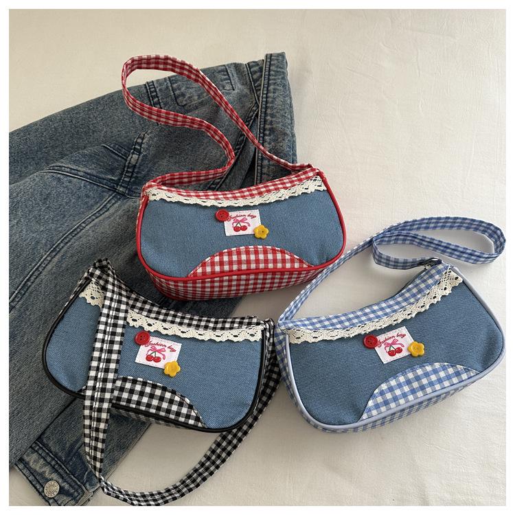 Korean Style Plaid Shoulder Bag - Cute, Fashionable, Versatile Underarm Bag for Women