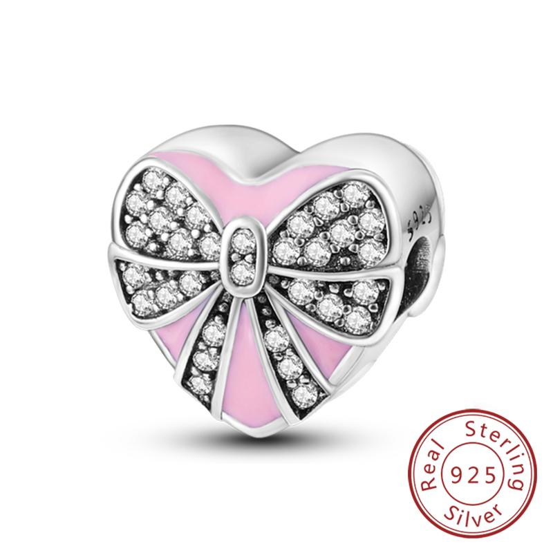 Original Copper Charm Bead Heart Lovers Valentine'S Day Charm Fit Charm Bracelet Pendant Women Jewelry Gift