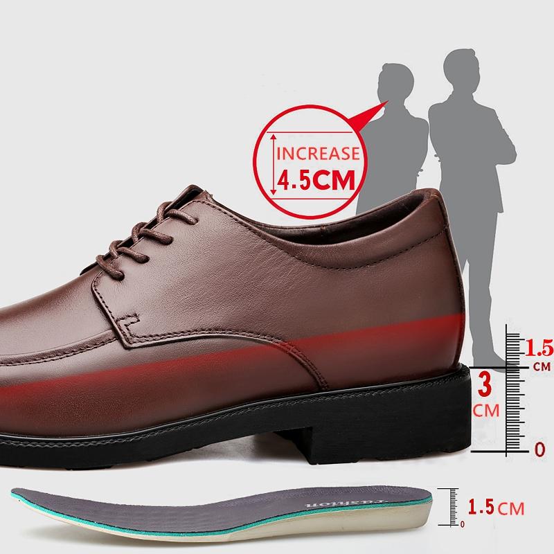 High Quality Genuine Cow Leather Men Dress Shoes Hidden Heel Elevator Shoes 4.5CM Height Increased Shoes For Men Wedding