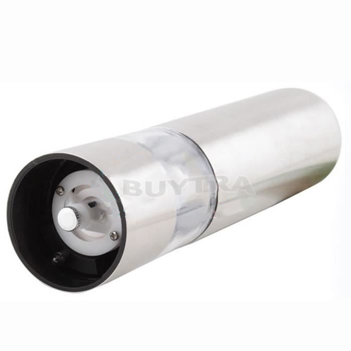 Moulin électrique - Inox - 22,5 cm - Pour poivre et épices - Couleur gris - Adulte
