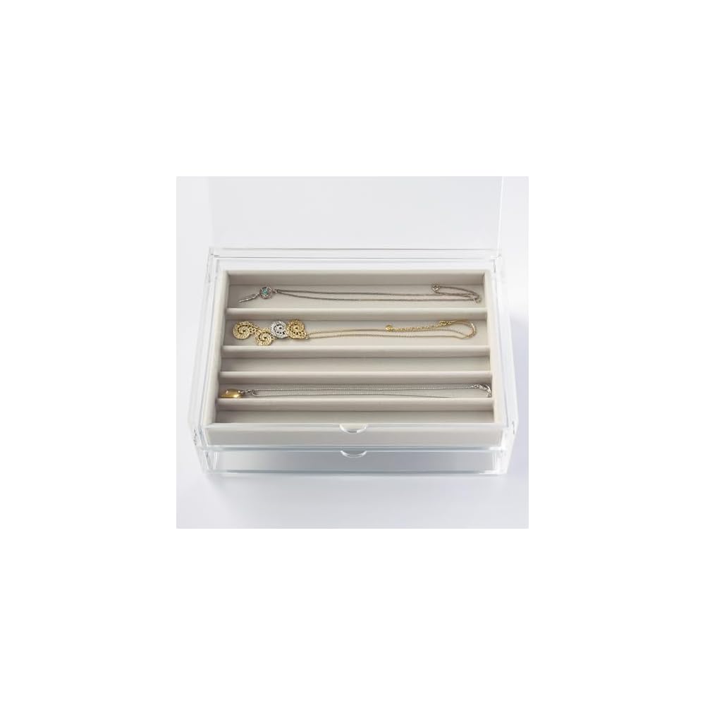 MUJI Stackable Velour Case for Necklaces / Acrylic Case, Gray, 235cm (W) x 155cm (D) x 25cm (H),