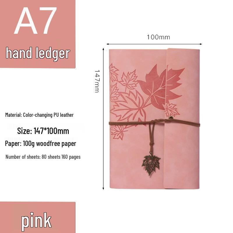 Retro Ribbon Tie Tri-fold Loose-leaf Notebook - Student Travel Notepad & Stamp Book