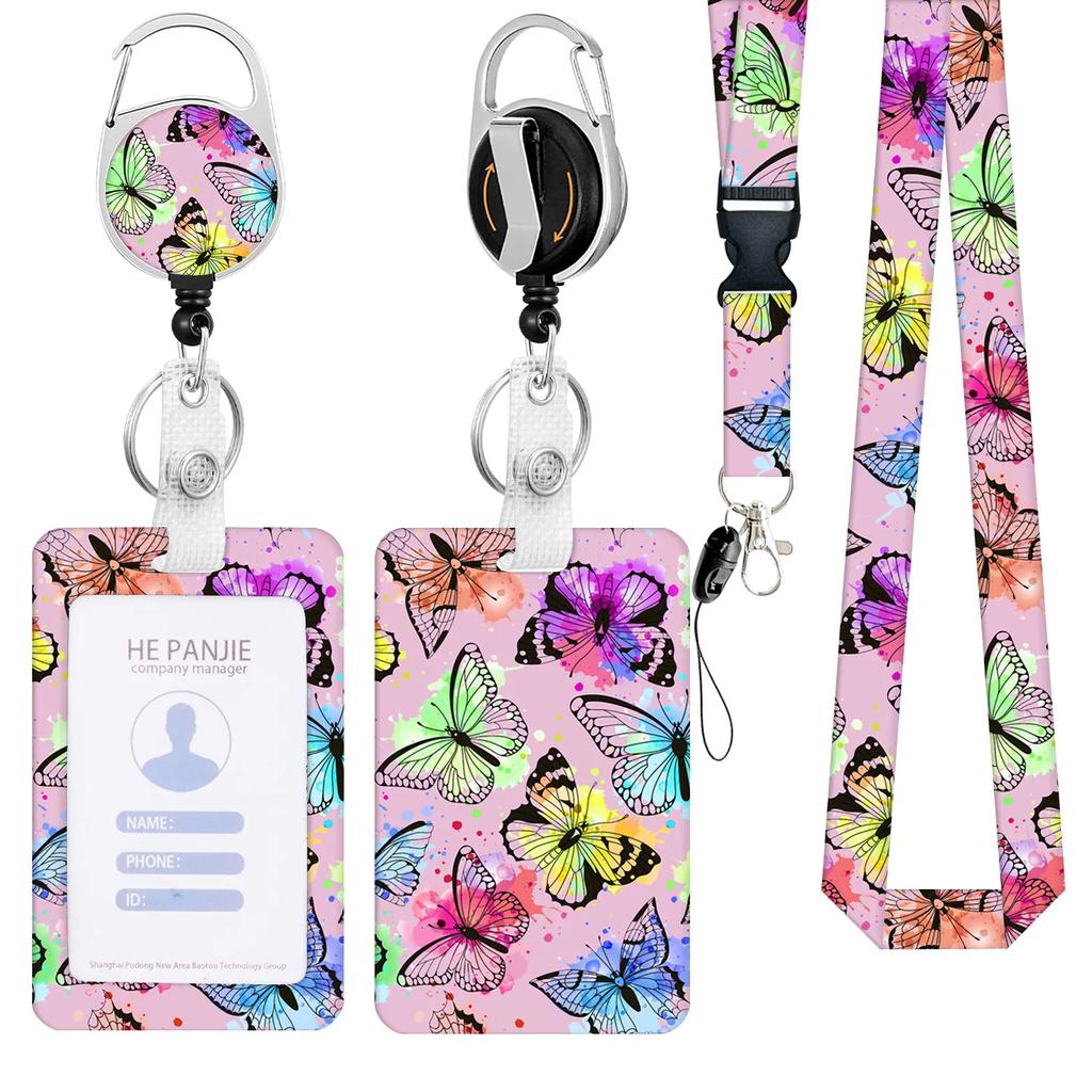 Work Office Badge Holder Fashionable Badge Holder Retractable Reel Stylish Id Card Protector for Work School Professionals Badge