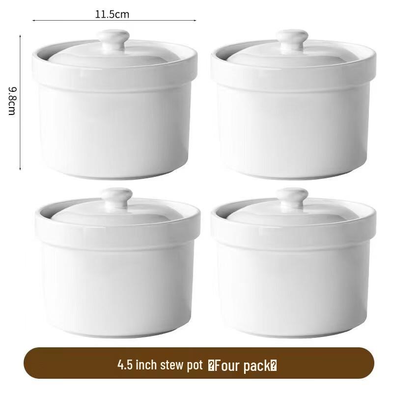ZISIZ 4-Inch Ceramic Double Boiler Stew Pot Set