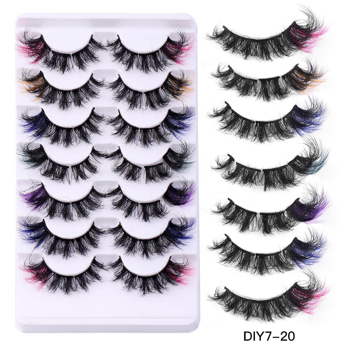 

7 Pairs of Colorful Faux Mink Lashes - Natural Curly & Fluffy, Segmented for a Realistic Lash Extension Look DIY7-20