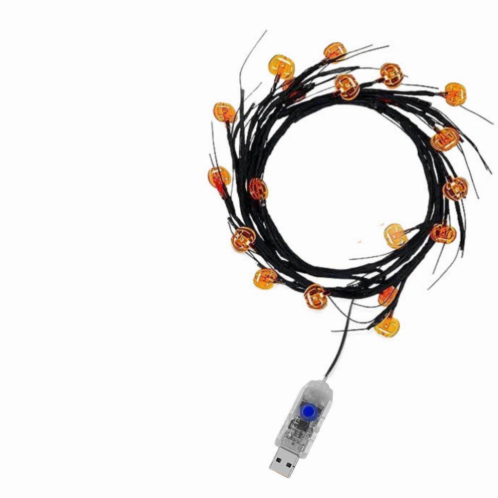 Waterproof LED Halloween Rattan String Lights - Spider & Bat Design for Outdoor Decoration