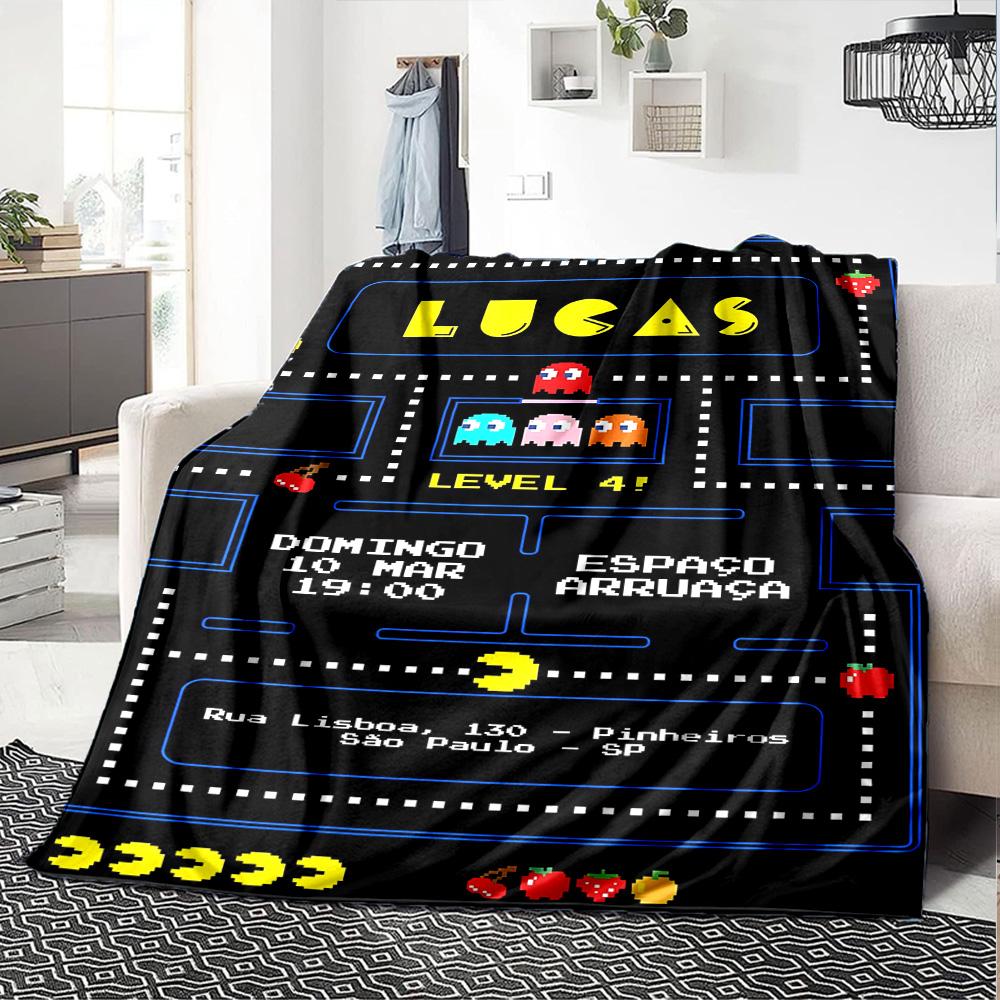 1pc Pacman Adventure flannel Blanket for Super Soft Cute Comfort Blanket for Travel Bedding Couch Sofa Blanket Y73056