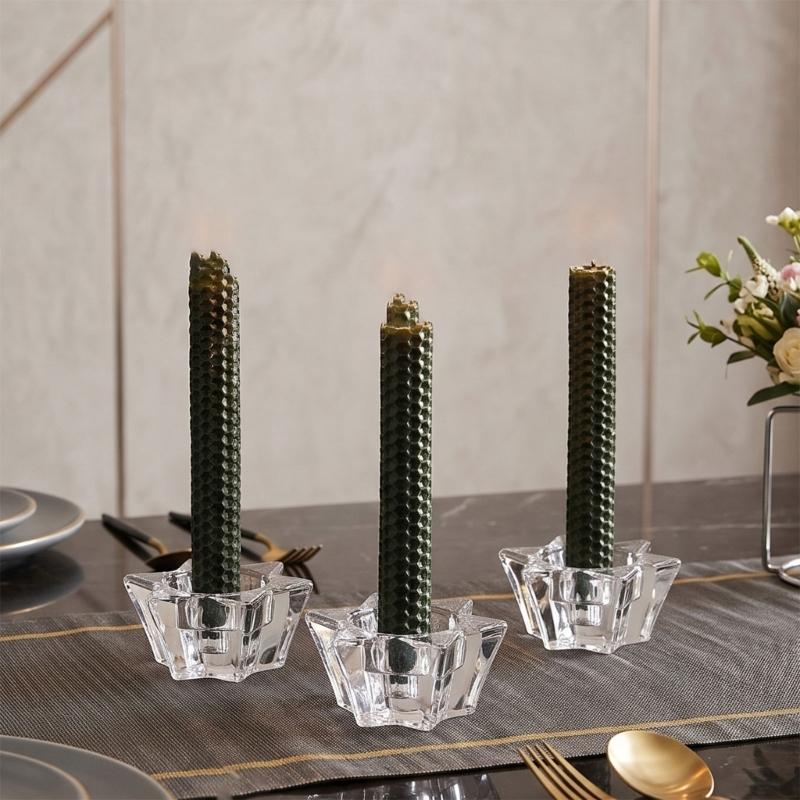 Tealight Candle Holders Candlestick Clear Glass Candle Stand Small Glass Votive Candle Holders with Textured for Shelf Use and Home Room Accent Use