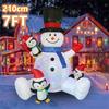 2.1M/7FT Christmas Inflatables Sitting Snowman Penguin Outdoor Model with LED Lights Indoor Outdoor Carnival Xmas Decorations