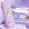 Multi-Layer Pencil Case Cartoon Print Stationery Box Kawaii Pen Bag  Students