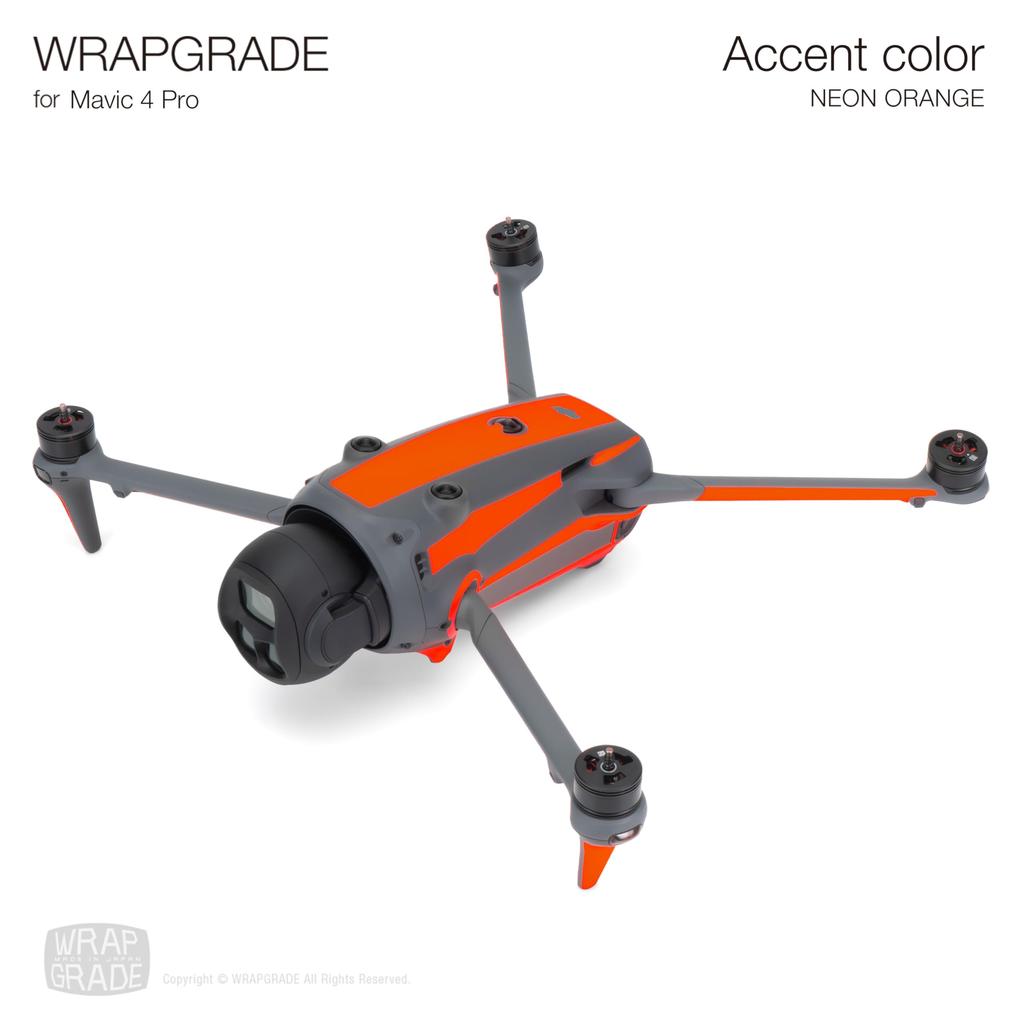 WRAPGRADE Skin for Mavic 4 Pro, Neon Orange Accent Color