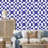 Wallpaper Casual Checkerboard Blue, White and Light Gray 50x1000