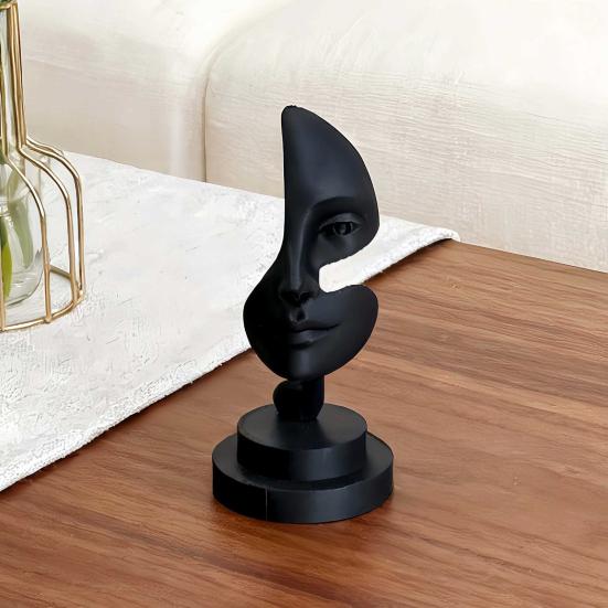 Nostalgie Abstract Face Art Sculpture, 3D Printed Minimalist Table Ornament, Modern Human Statue for Living Room, Office, Shelf, Coffee Decor