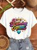 Birthday Squad Graphic Tee Shirts Tops Colorful Party Shirts Birthday Queen Women's T-Shirts Short Sleeve Clothing Gifts