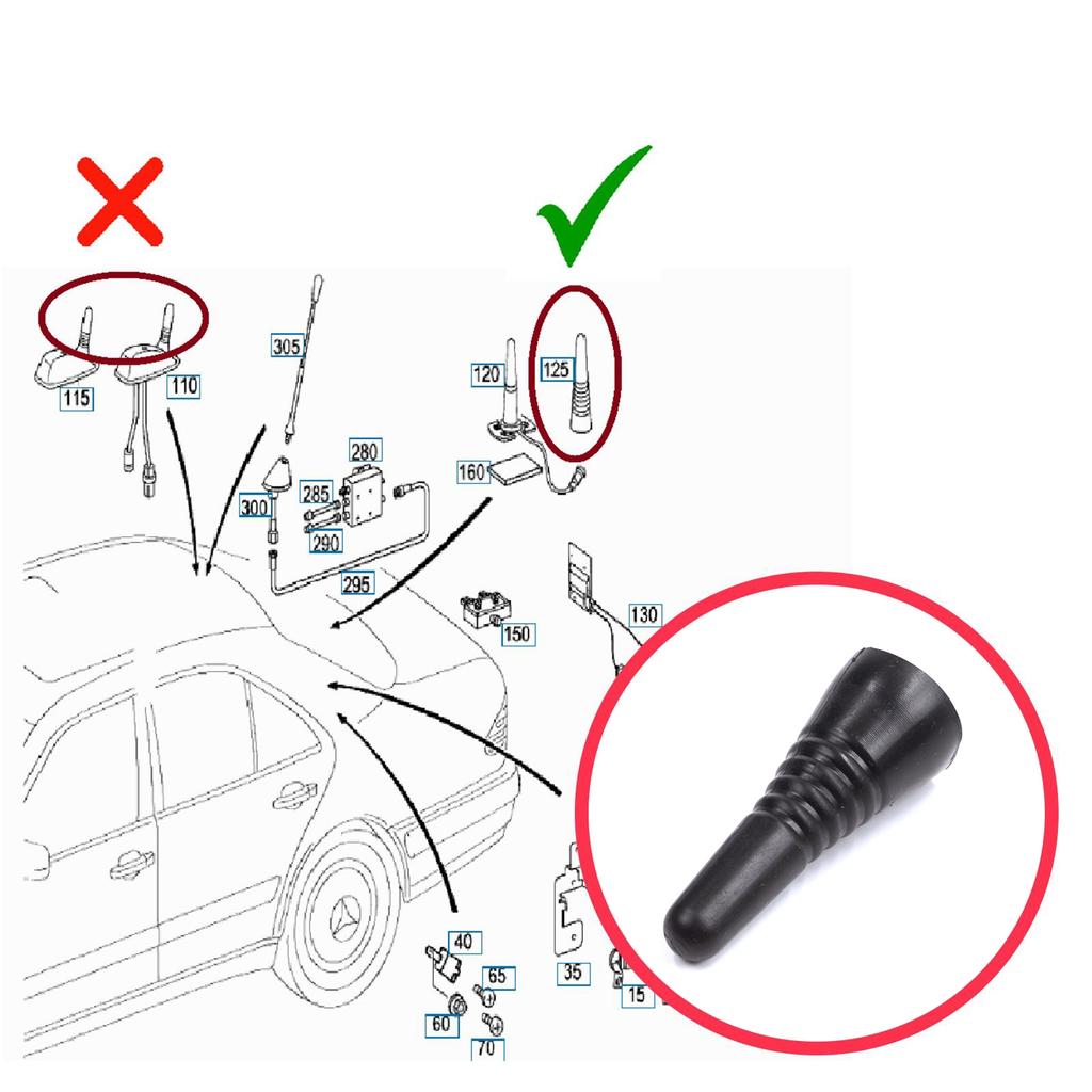 BSP641 Dach Telefonantennenmast Abdeckkappe für Mercedes W202 S202 W208 C208 W210 S210 W140 C140 W463 2028270031 A202827003164