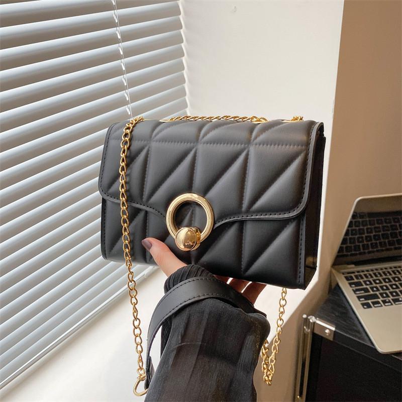 Gold Buckle Crossbody Bag For Women Summer Small Square Fashion Chain Shoulder Purse For Daily Use