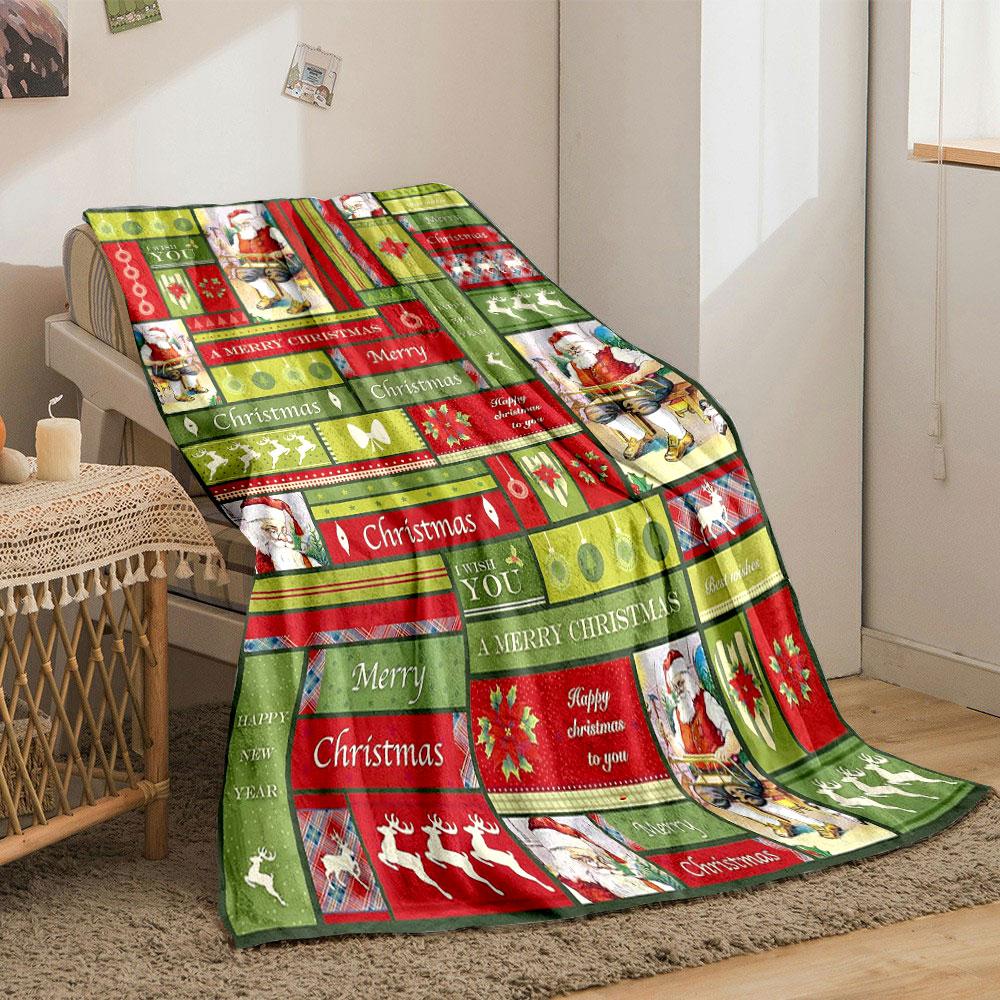 Christmas Themed Festive Holiday Decor Santa bedroom Blanket for Livingroom Couch lunch break Soft throw for Friend's festival Gift