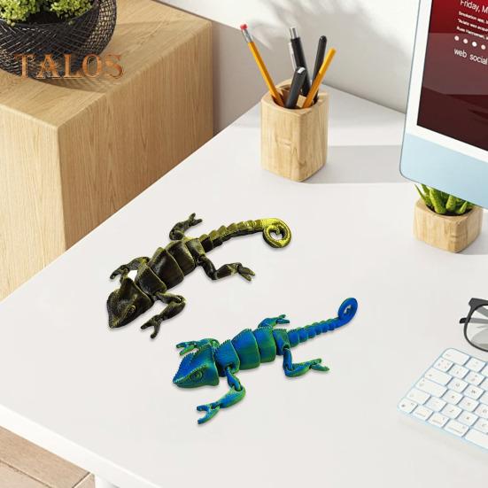 3D Printed Lizard Articulated Chameleon Ornament Desktop Decoration Flexible Animal Figurine Lizard Fidget Toy for Kids Adults Stress Relief