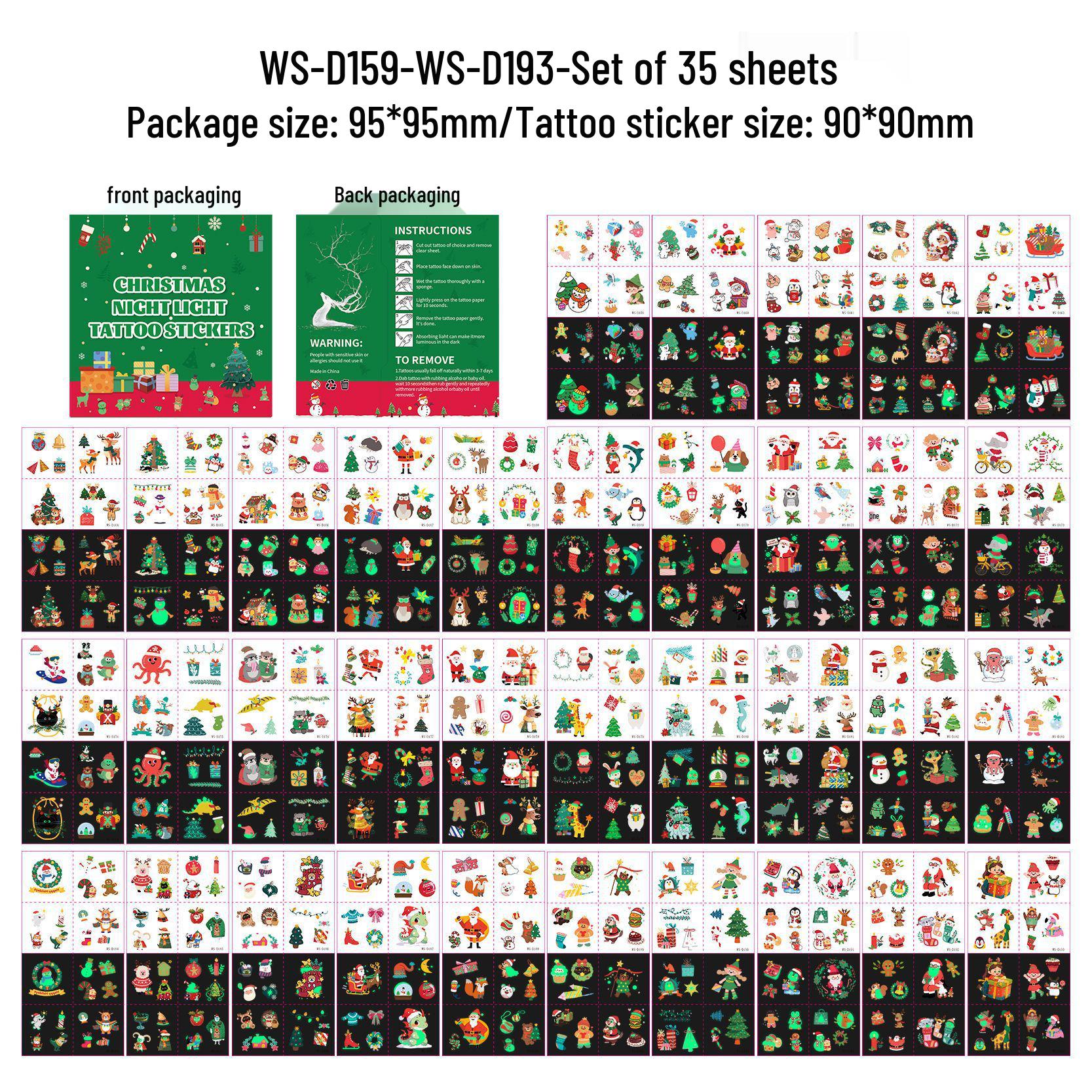 

Рождественские светящиеся тату-наклейки: Дед Мороз и мультяшные рисунки для детей