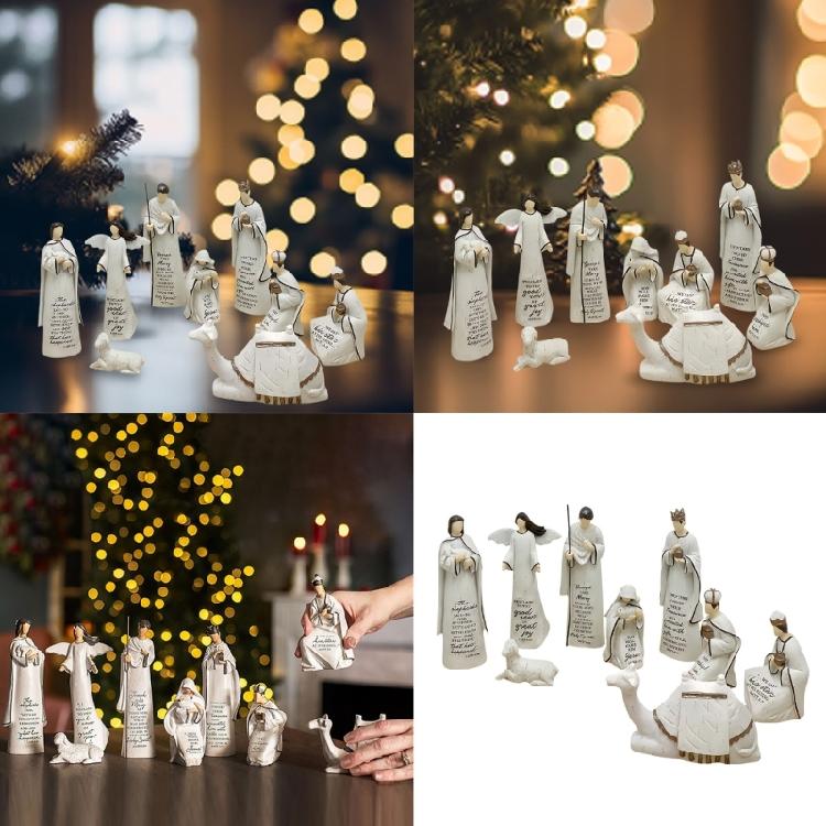 Stable Nativity Scene Statue Christmas Nativity Figurines Holy Family Collectable Decors,Table Ornament for Indoor