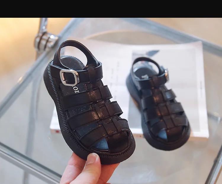 2024 Summer New Children's Baotou Sandals Girls Hollowed-out Soft Soles Large Children Girls Roman Sandals