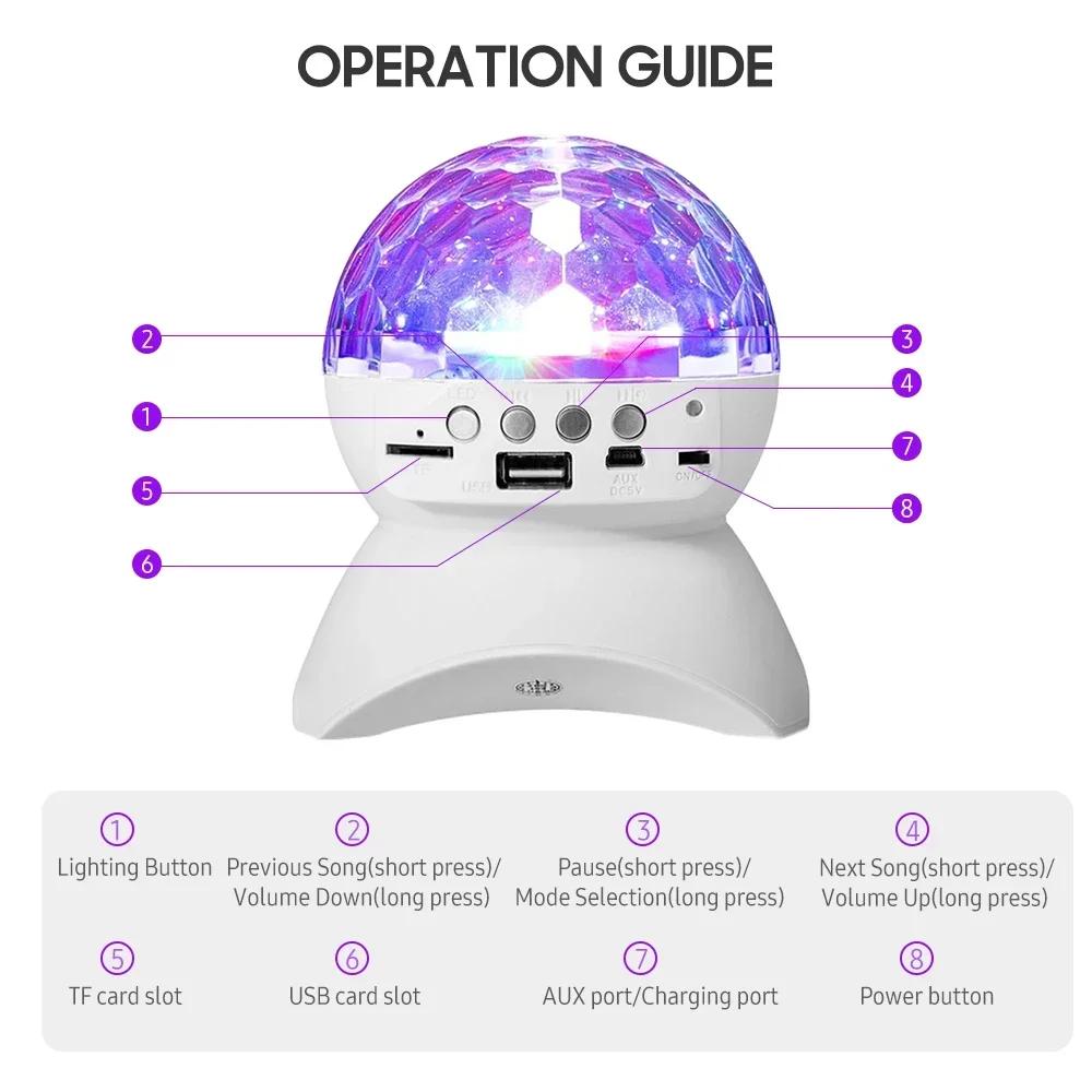 Lumină cu minge disco LED rotativă bluetooth muzică scenă decorare nuntă lumină ambientală lumină cu efect RBG reîncărcabilă prin USB